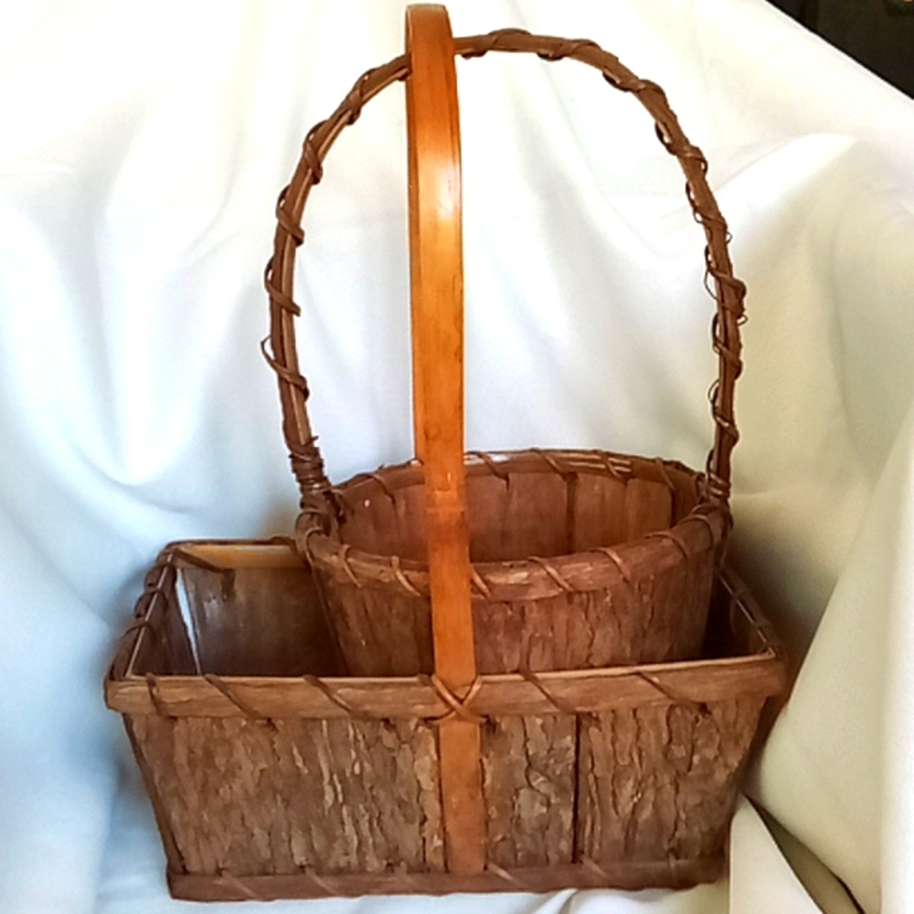 2 vintage bark baskets handmade